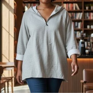 REPEAT cozy gray soft sweater hoodie sz 42/L